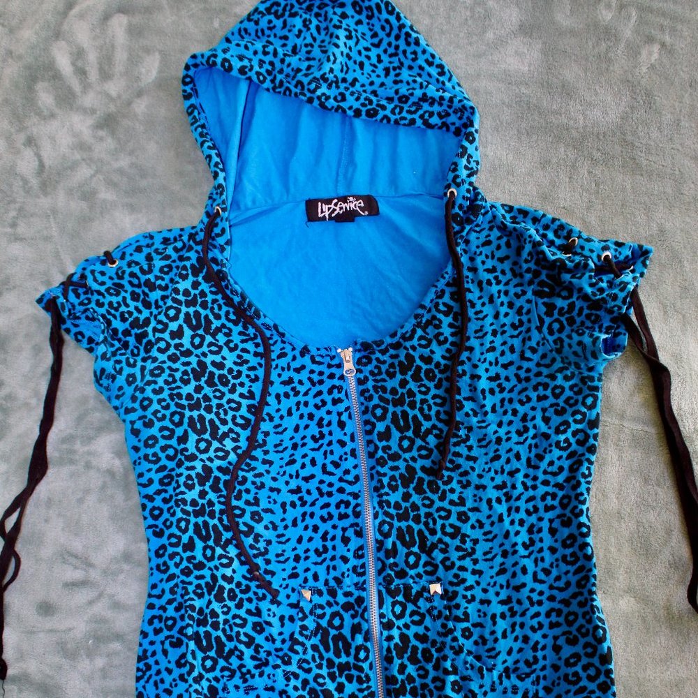 Lip Service Blue Turquoise Leopard Print Hoodie